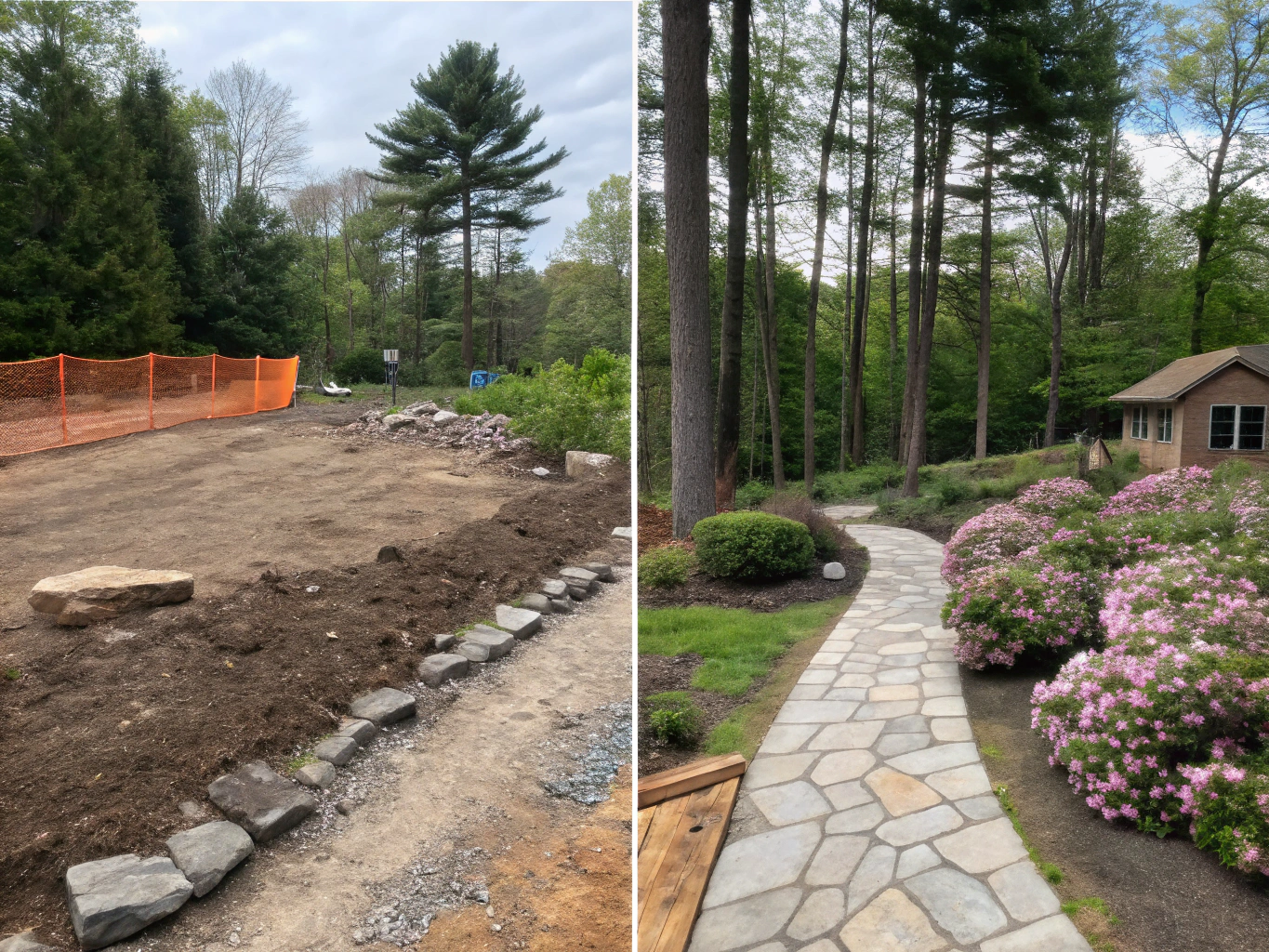 Before and after land clearing transformation