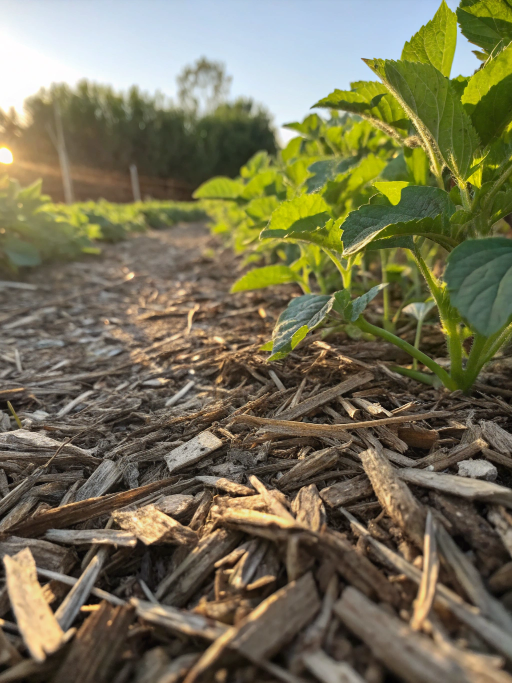 Cleared land with fresh mulch layer