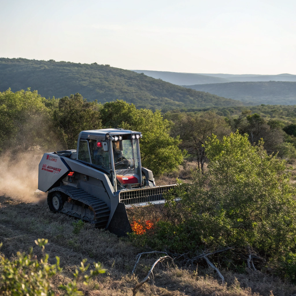 Forestry mulching machine clearing land